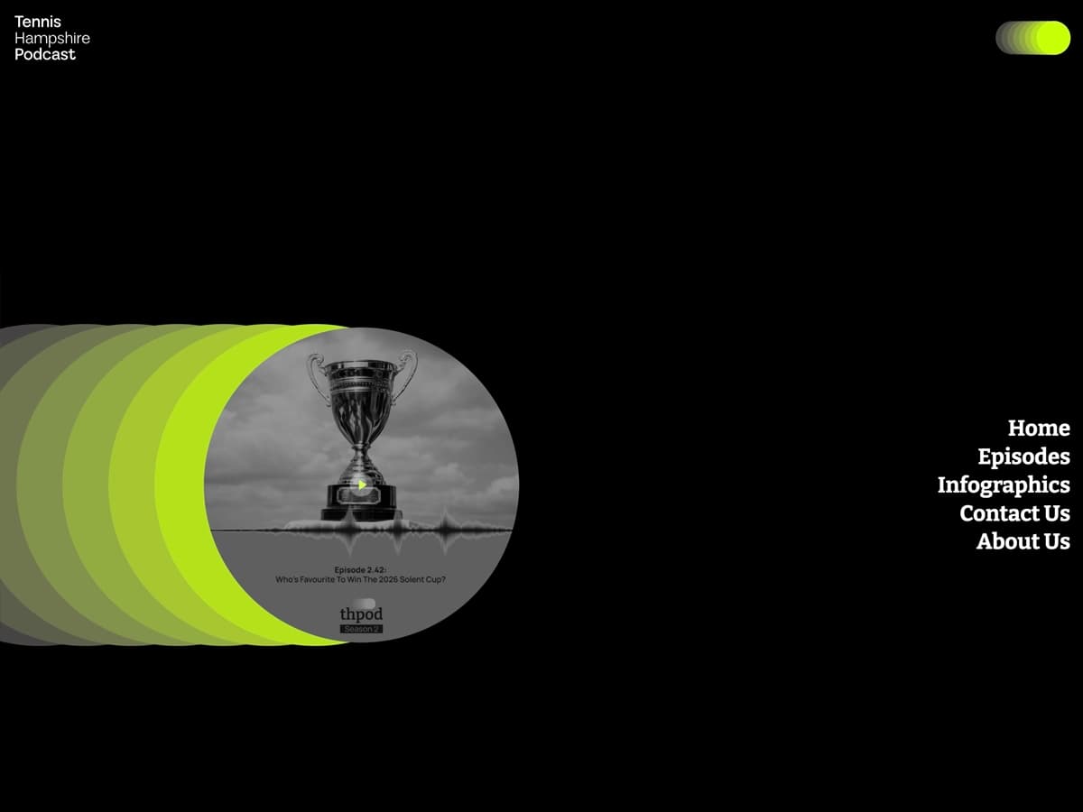 Tennis Hampshire Podcast responsive website design and development by Visualising Stories